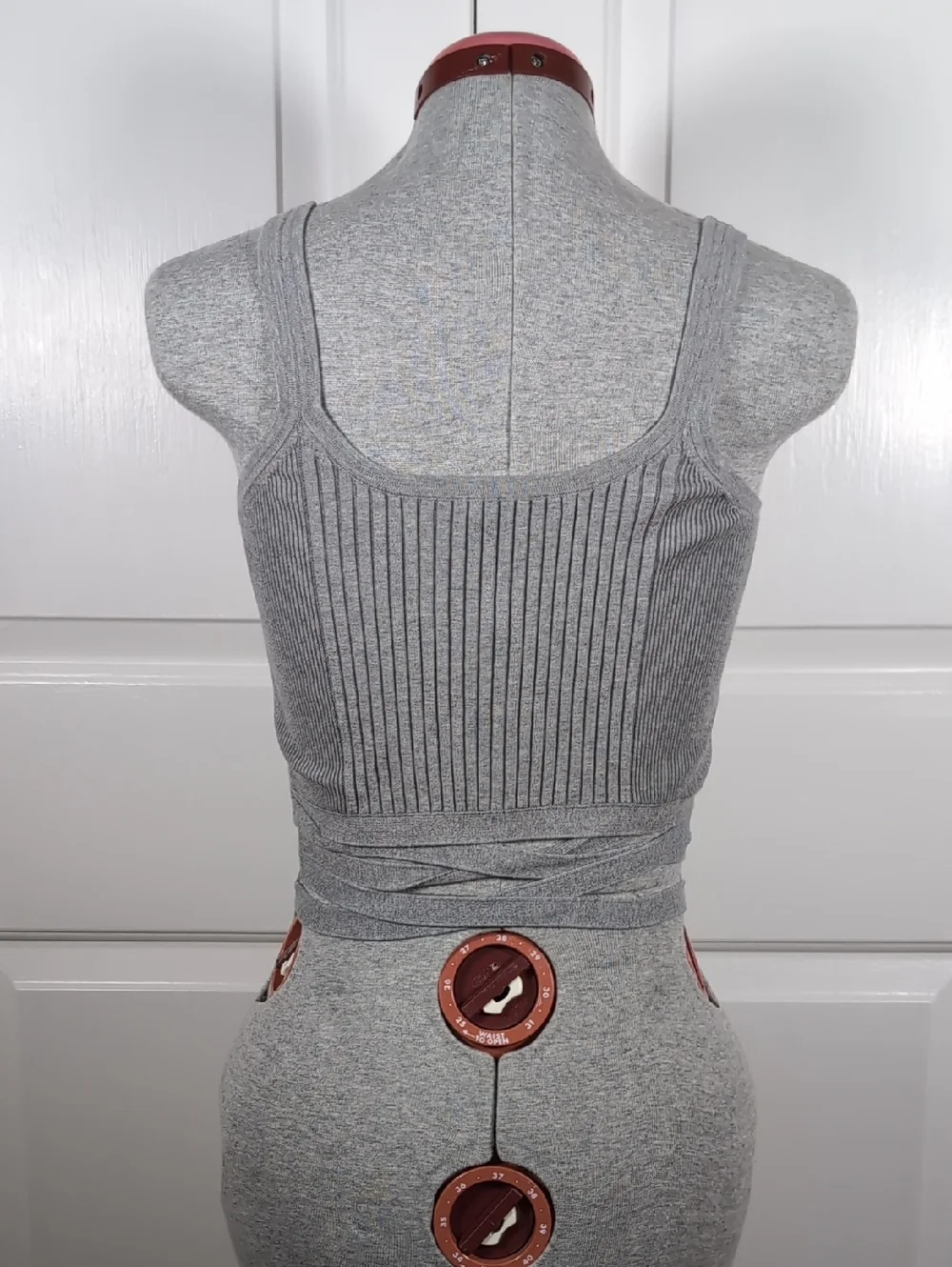 Alexander Wang Vintage Designer Grey Ribbed Knit Sleeveless Wrap Crop Top Vest - Picture 2 of 4